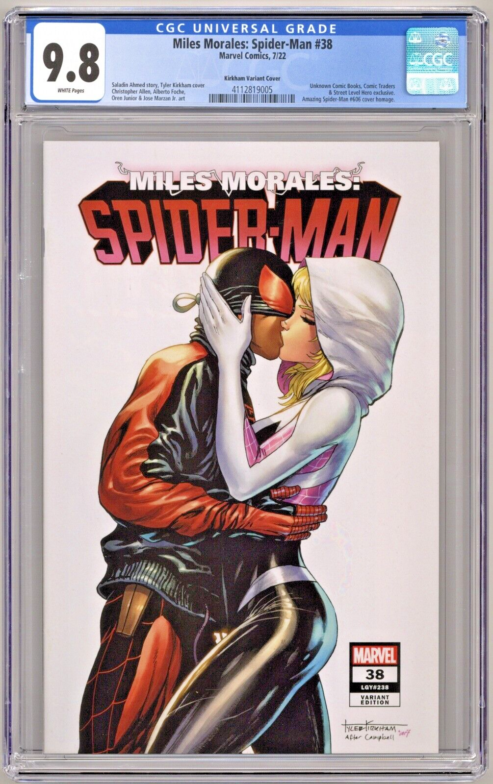 Miles Morales: Spider-Man #38 (2022) CGC 9.8 NM/M - Kirkham "VIRGIN" Edition