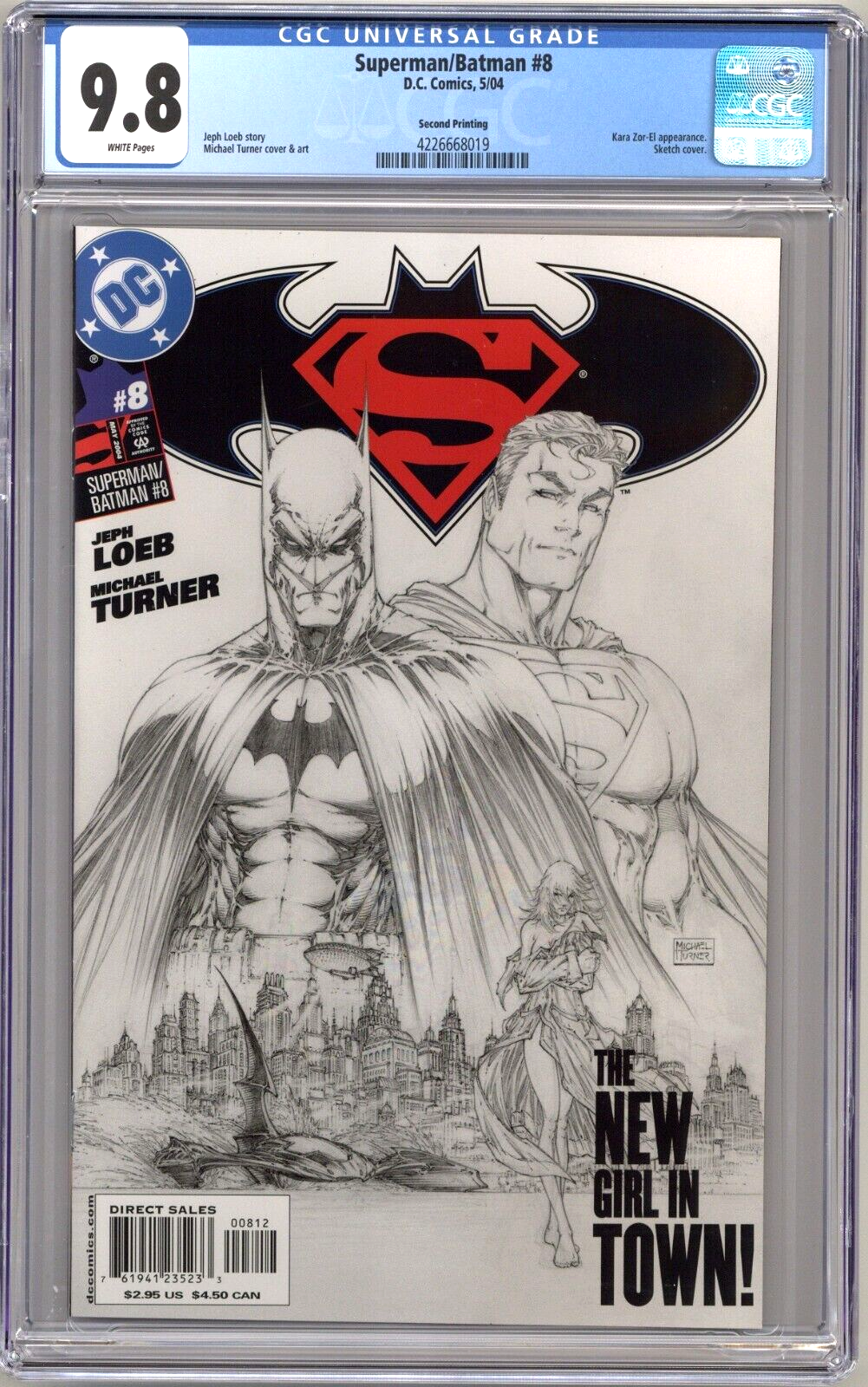 Superman/Batman #8 (2004) CGC 9.8 Second Print Turner Sketch 1st app Kara Zor-El