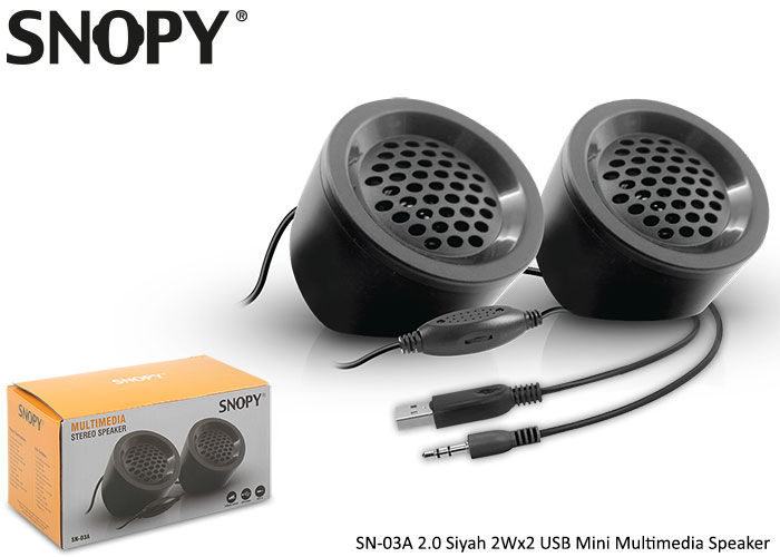 Küçük resim: SNOPY SN-03A 2.0 SİYAH 2WX2 USB MİNİ MULTİMEDİA SP ( 153.06.0035 )