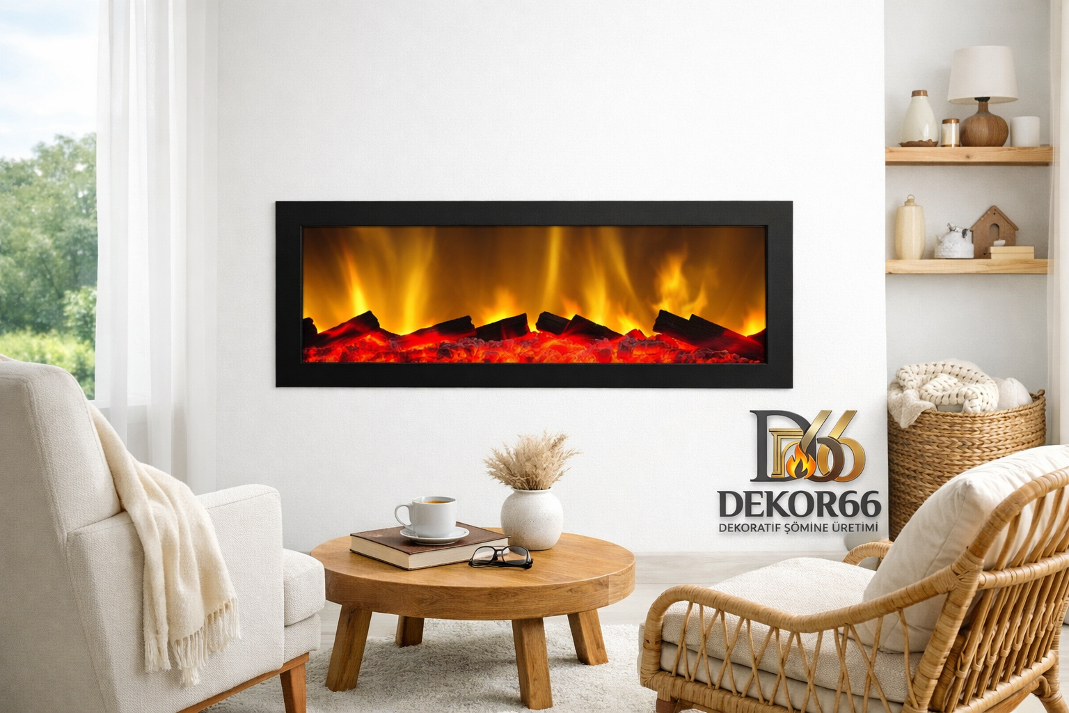 Dekor66 230x35x14 Dekoratif Elektrikli Şömine
