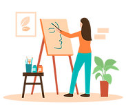 絵を描く女性