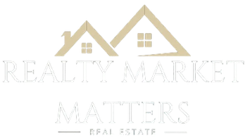 Realty Market Matters Real Estate logo with stylized house roof icons above the text
