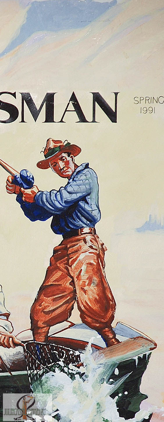 Thumbnail: Detail 2 PoloSportsmanTwoFishermanWoodenBoatOriginal1991|RLCommissionOriginalPainting