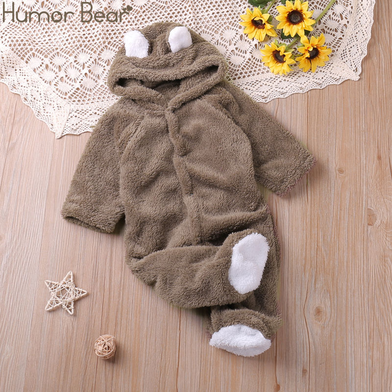 Humor Bear Autumn Cartoon Style Winter Long Sleeve Baby Boys Girls Rompers Toddl