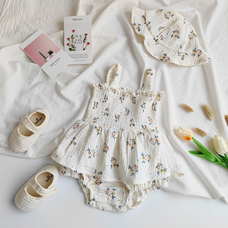 2PCS Floral Ruffle Baby Girls Clothes Bodysuit & One Piece Kids Baby Birthday Pr
