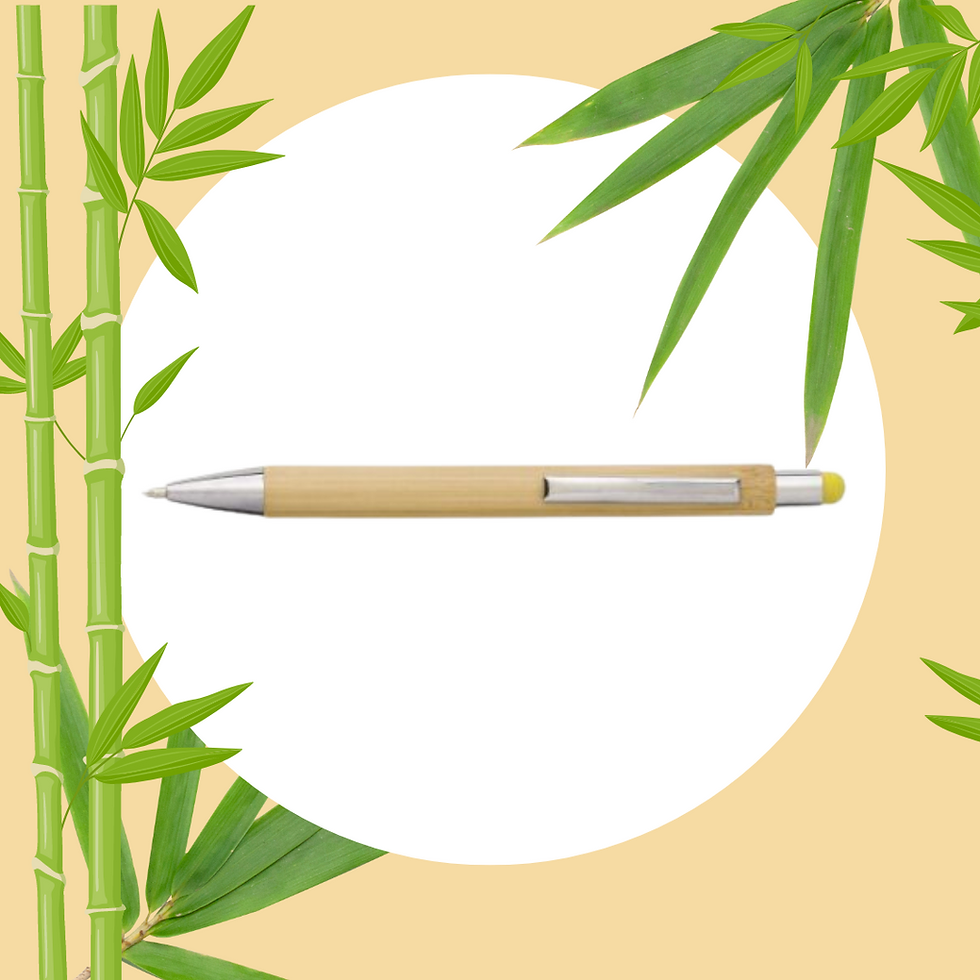 Miniaturbild: Bambus Kugelschreiber mit gelbem Touchpen