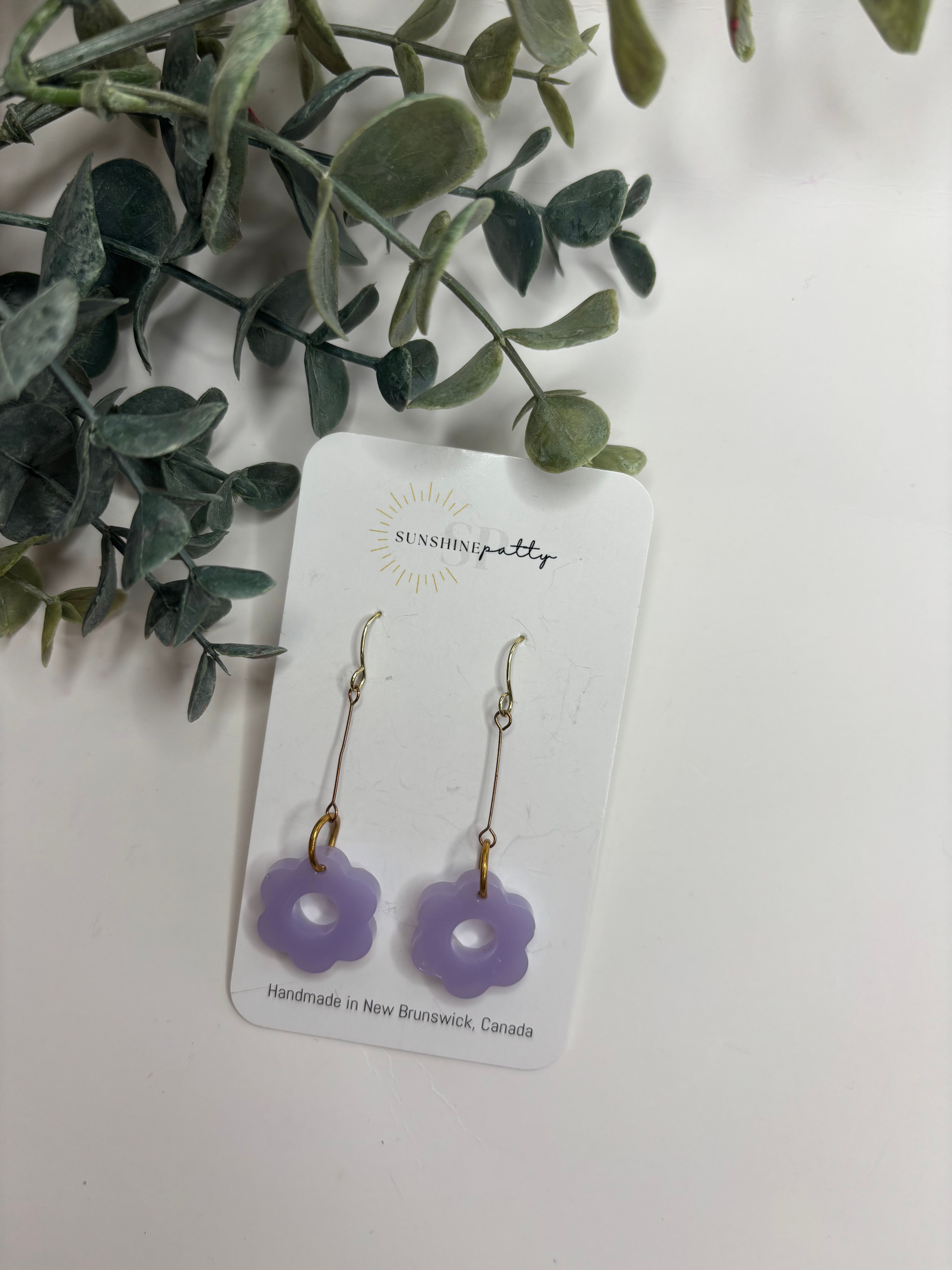 Purple Resin Flower Dangle