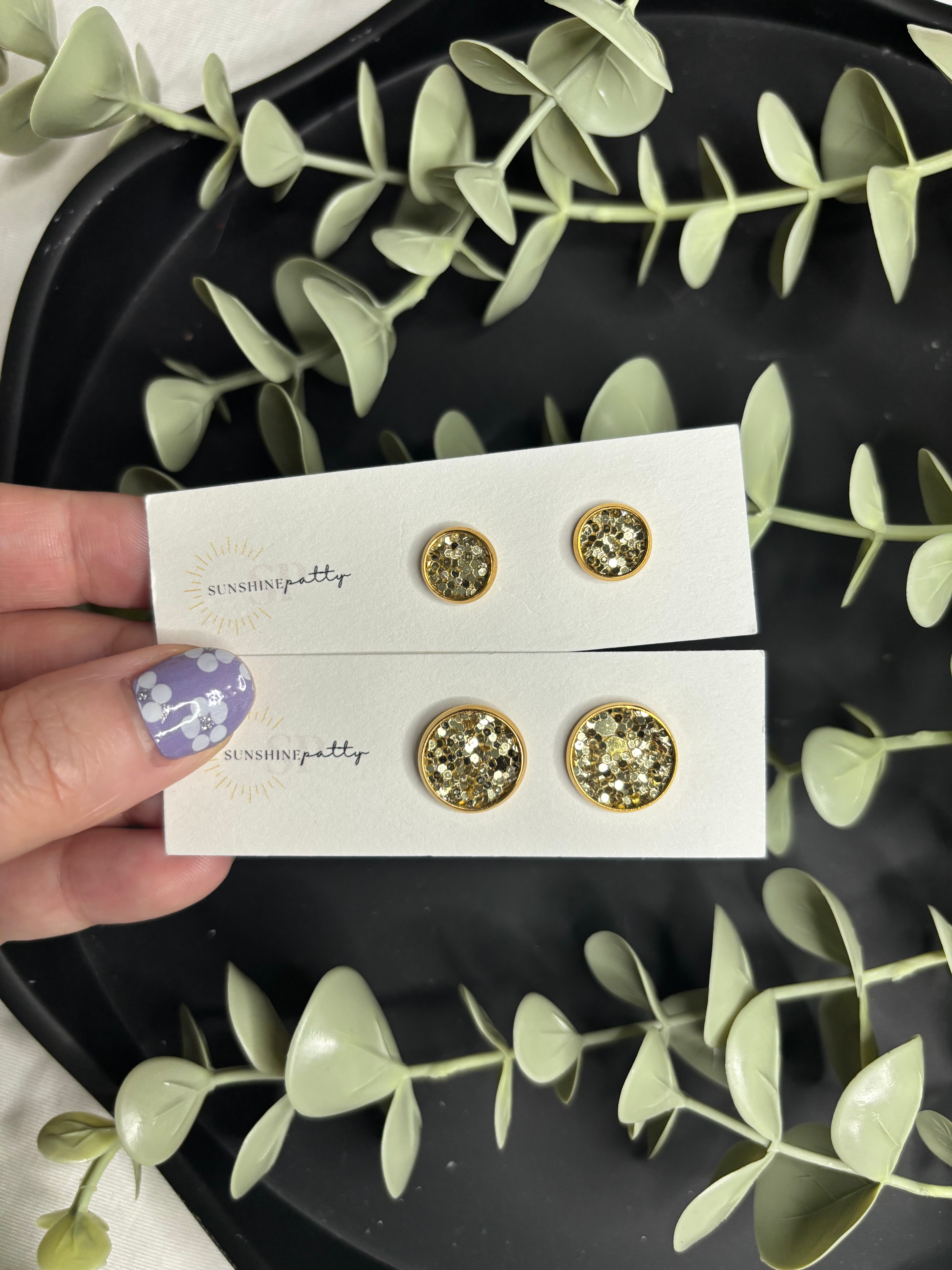 Studs | Chunky Gold Glitter