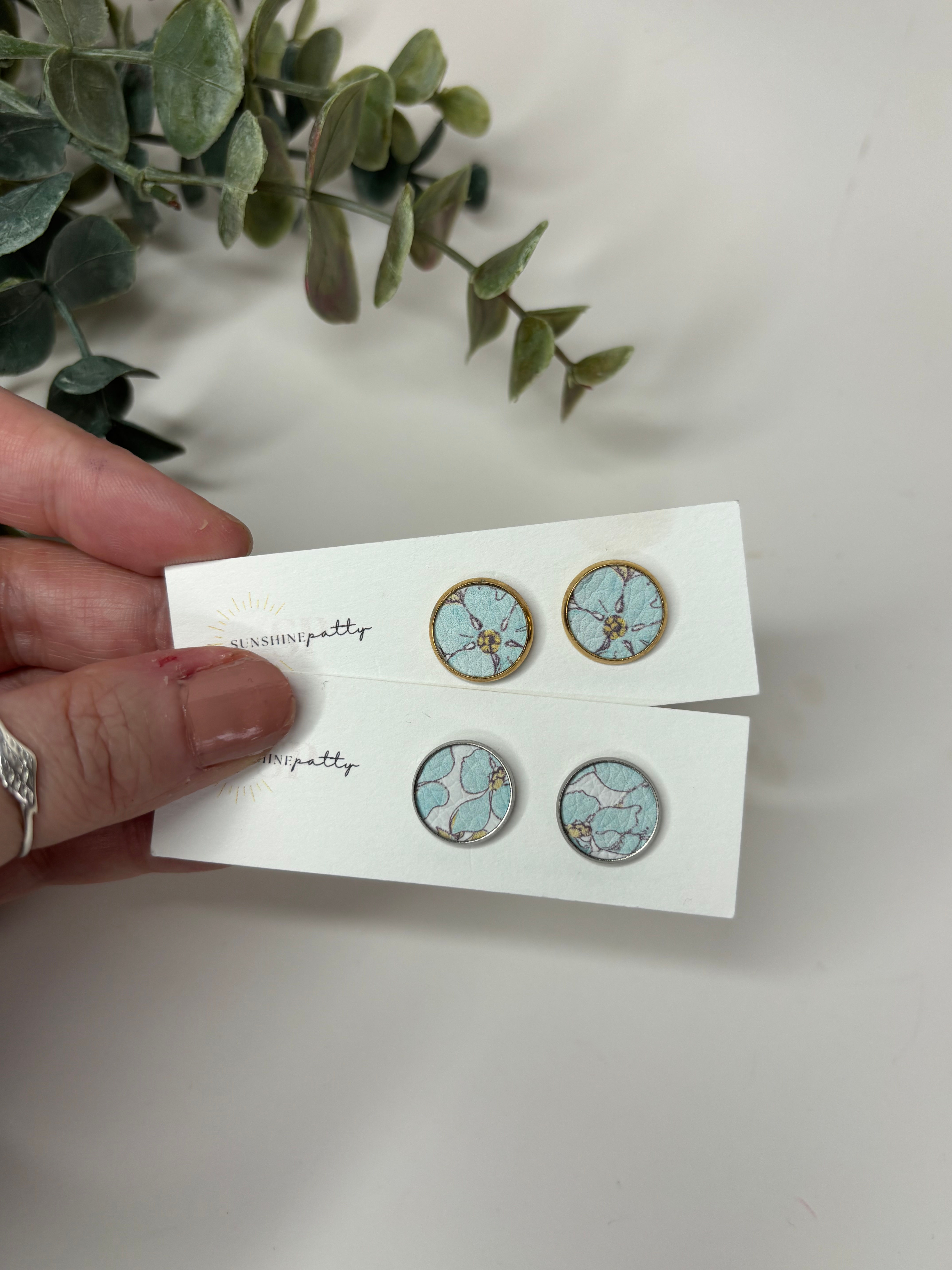 Studs | Blue Floral | Large