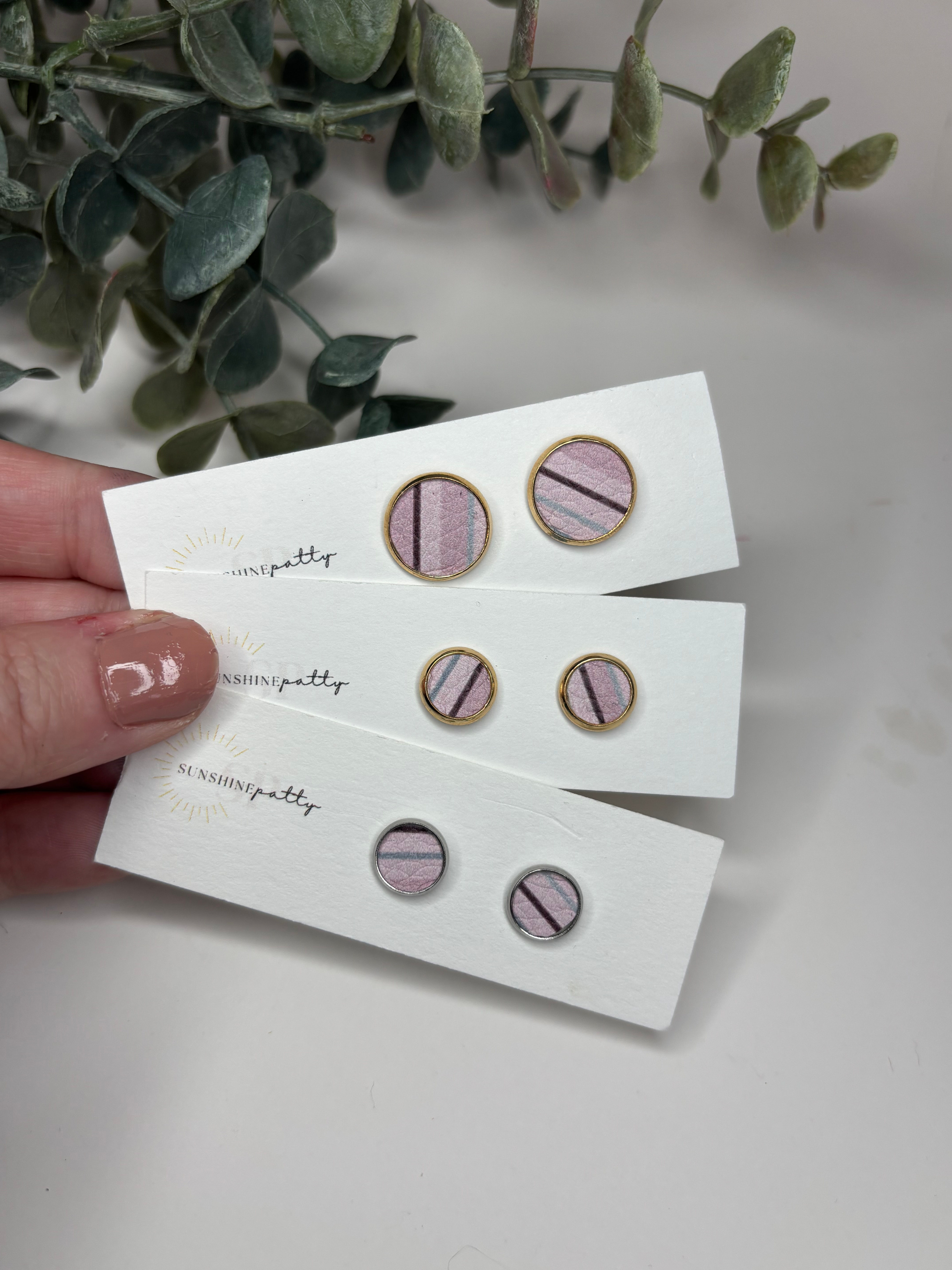 Studs | Pink Stripes