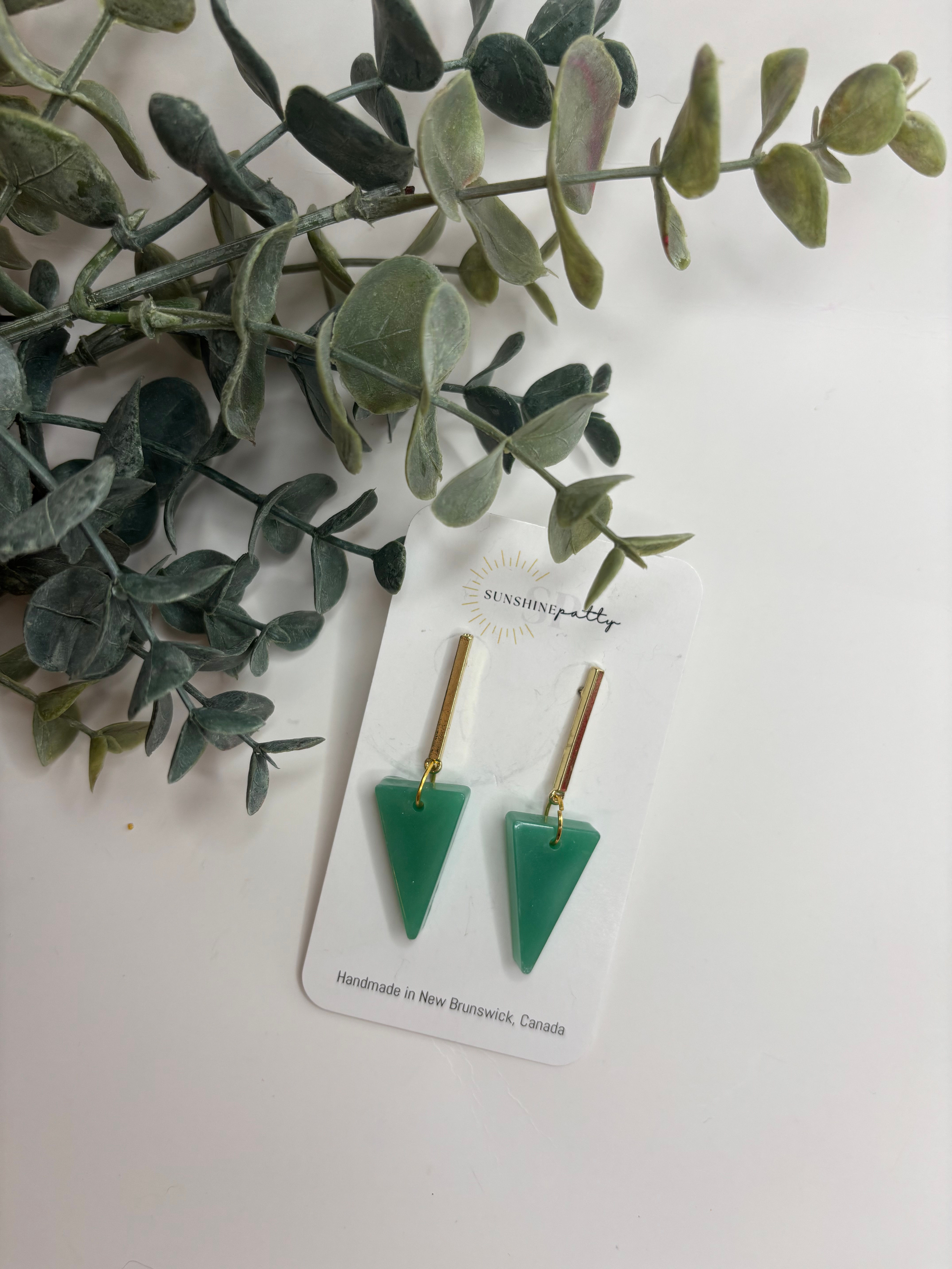 Green Resin Triangle with Bar Stud