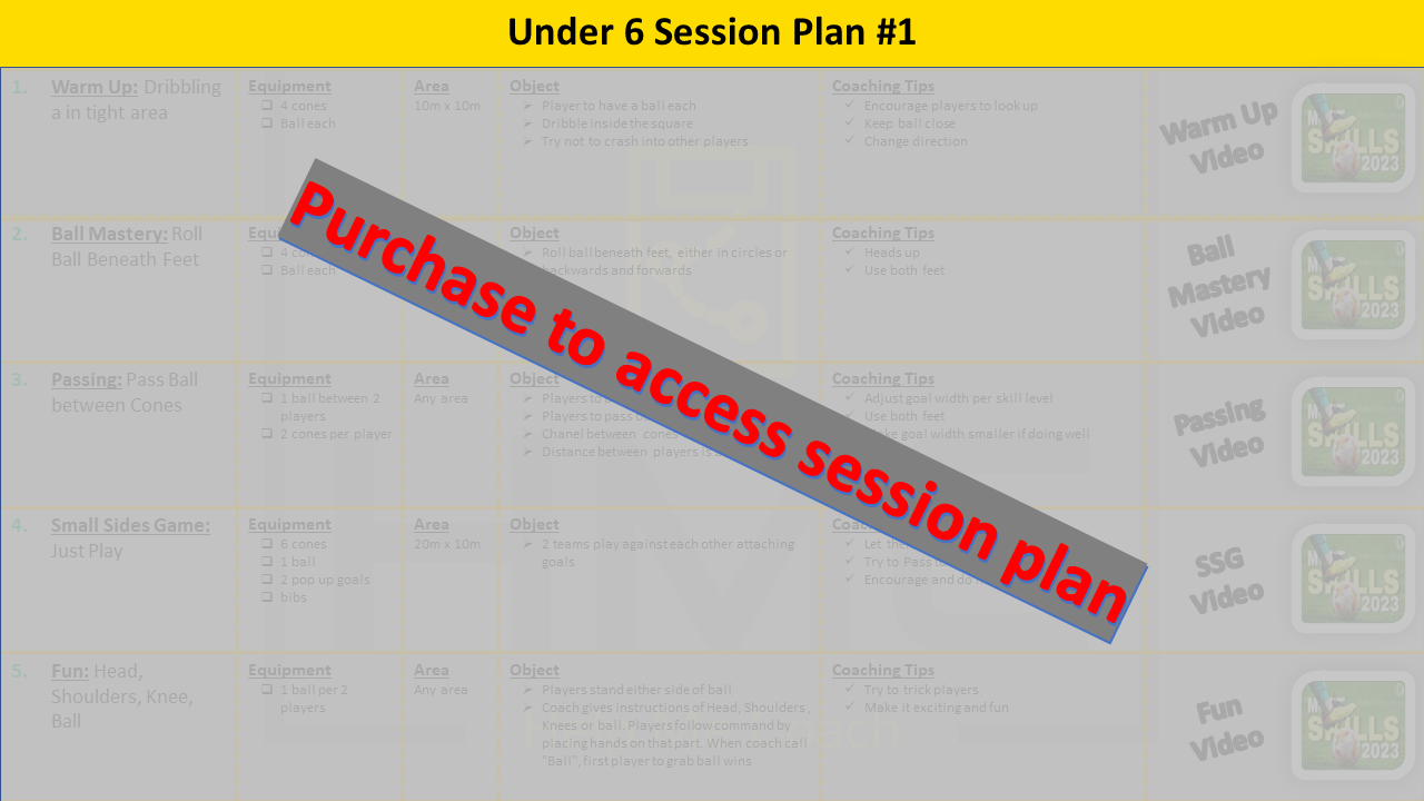 U6 Individual Training Session Plan #1