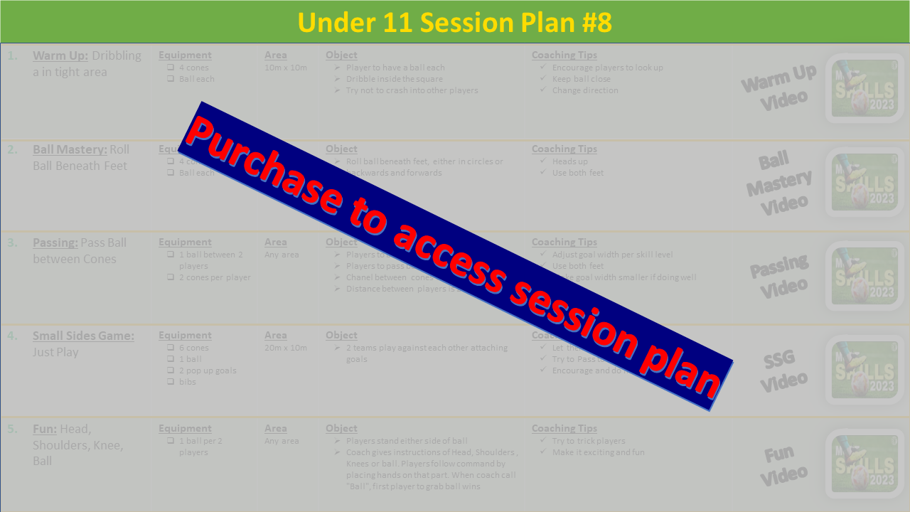 U11 Individual Training Session Plan #8