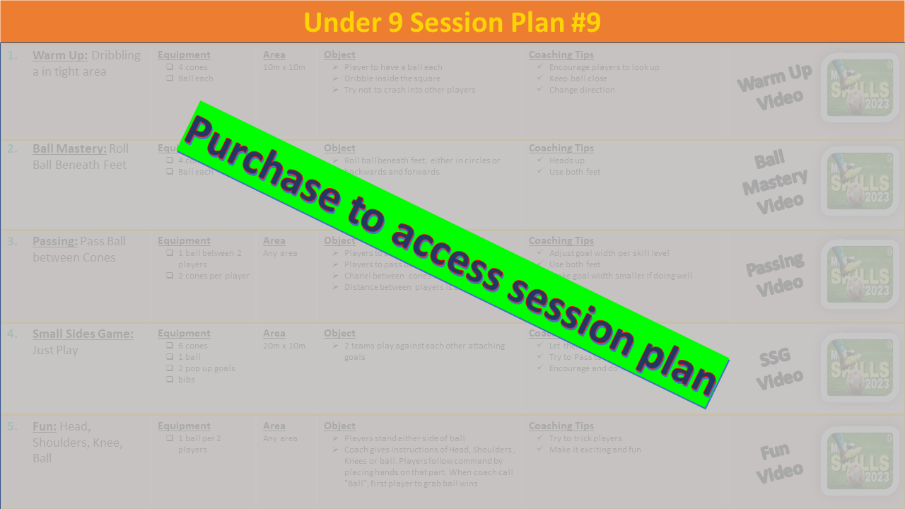 U9 Individual Training Session Plan #9