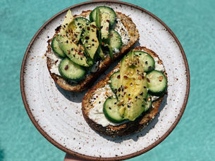 Avocado toast over a pool