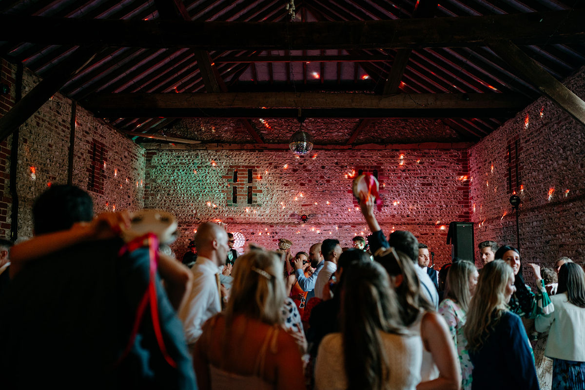 The dance floor in full swing inside the barn