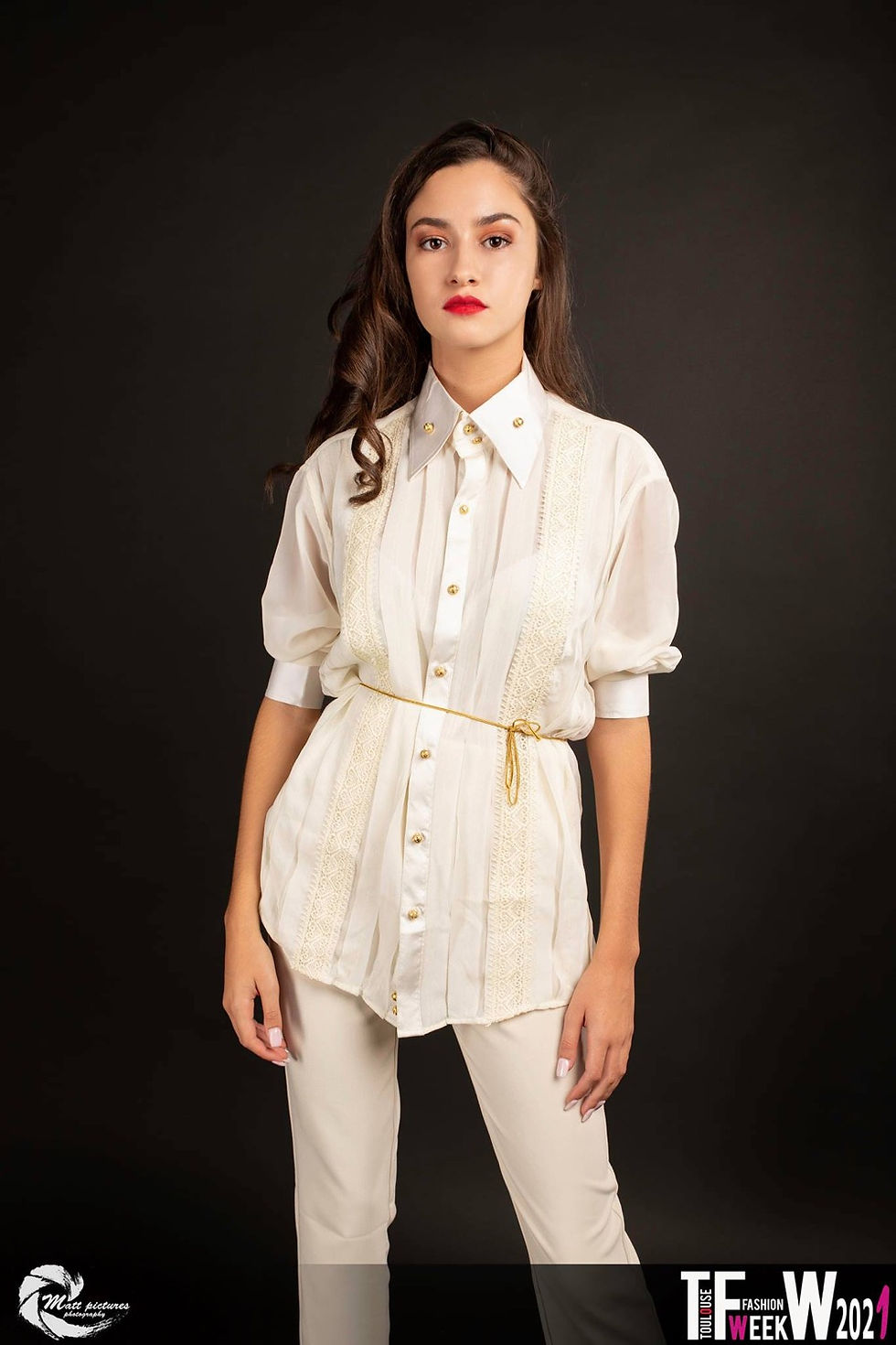 Miniature : Chemise Albert O Unisex en dentelle en satin 