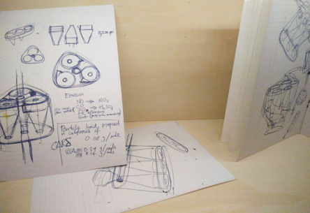 James Dyson’s sketches for the cyclone engine