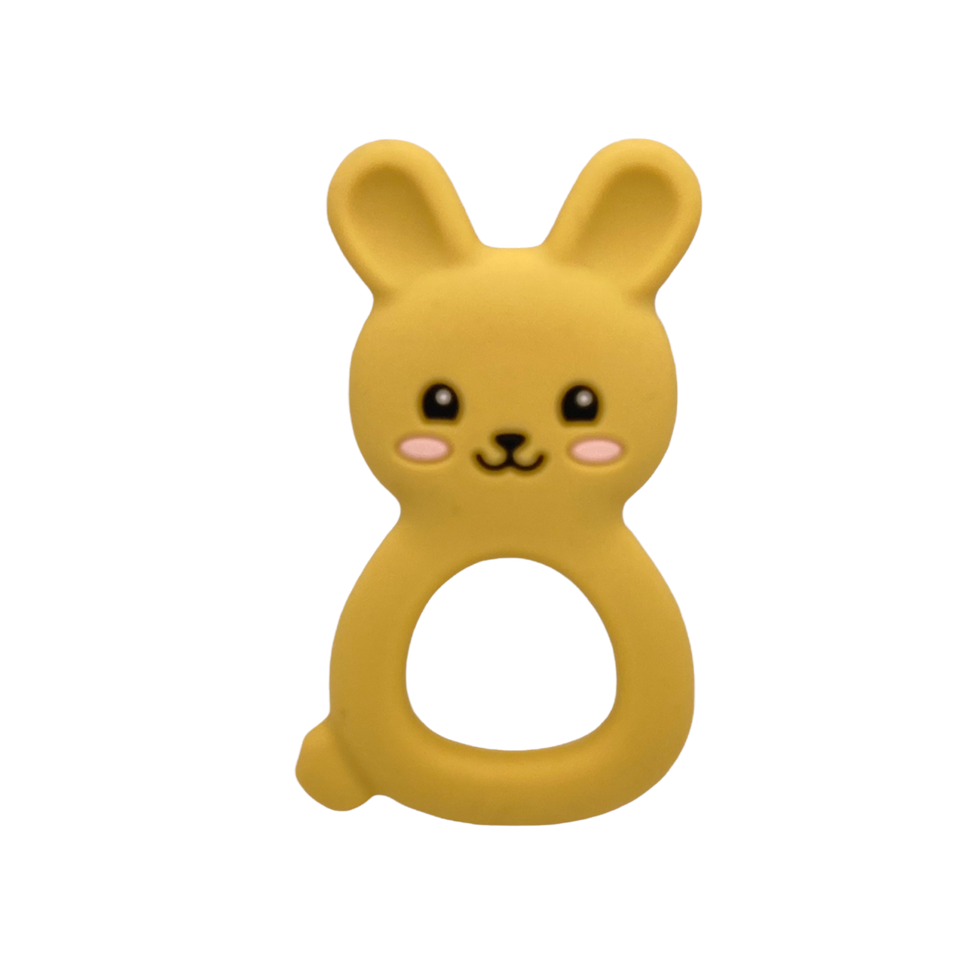 Silikon Beißanhänger Hase senfgelb