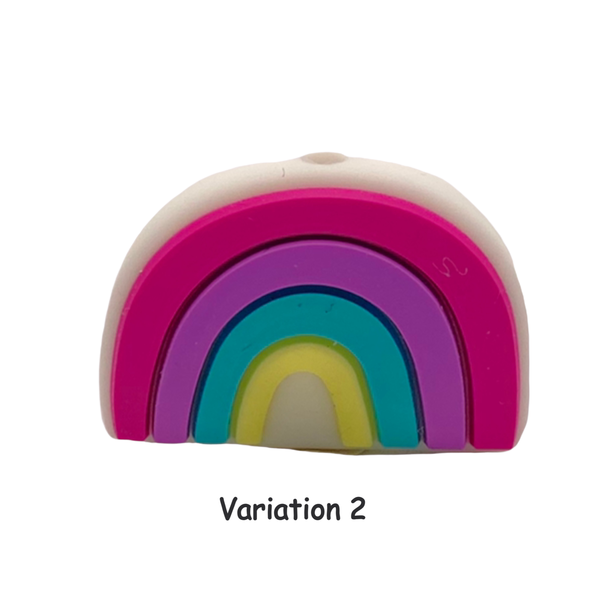 Silikon Motivperle Regenbogen Fuchsia