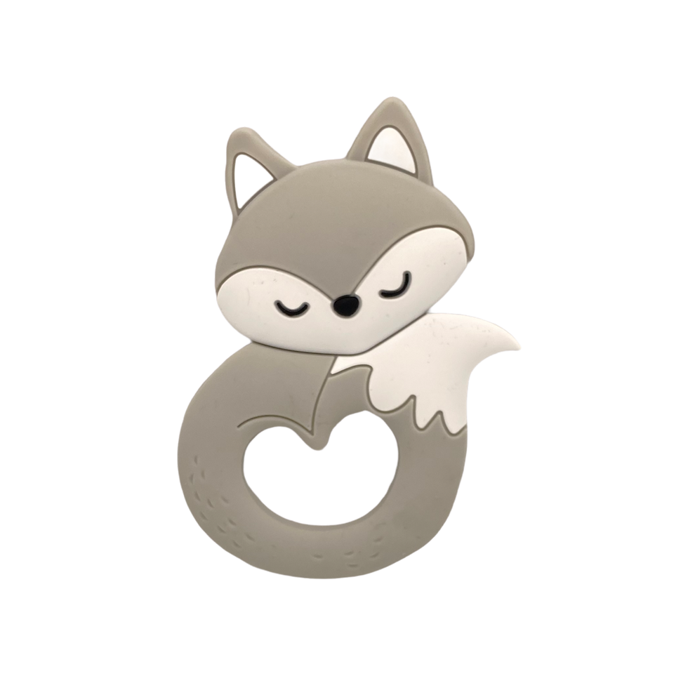 Silikon Beißanhänger Fuchs hellgrau