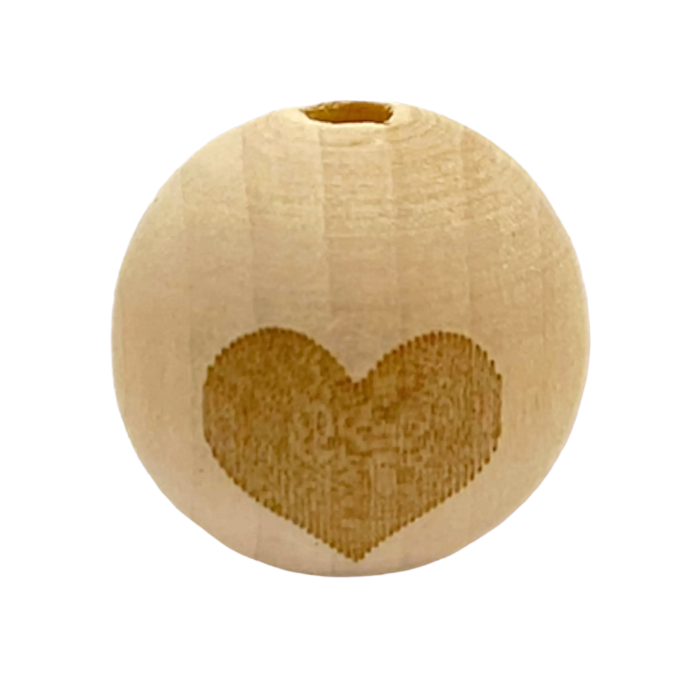 20mm Motiv-Holzkugelperle Herz