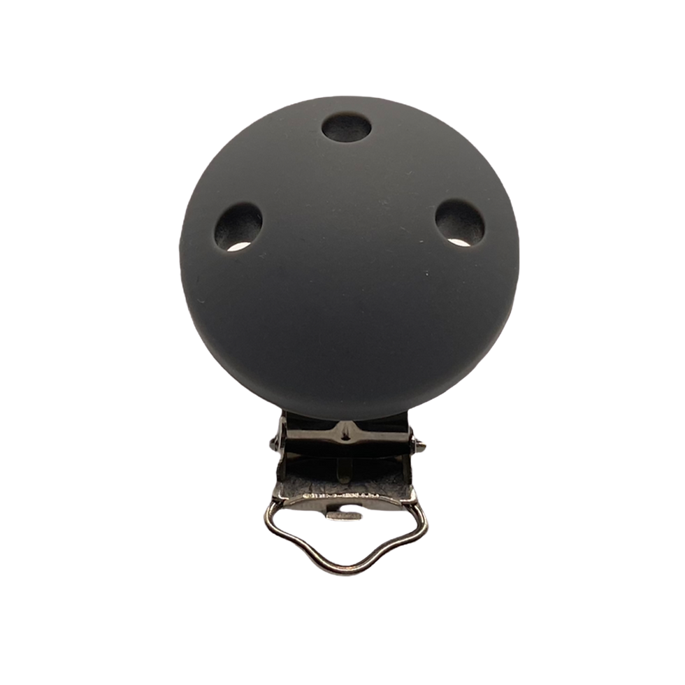 Silikon Schnullerkettenclip rund 35mm Dunkel Grau