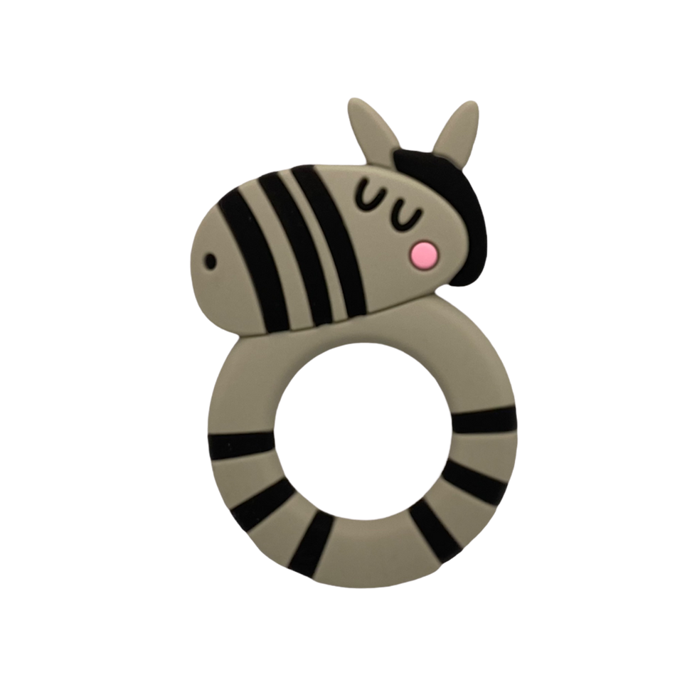Silikon Beißanhänger Zebra grau