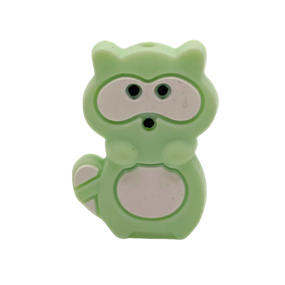 Silikon Motivperle Waschbär Mint