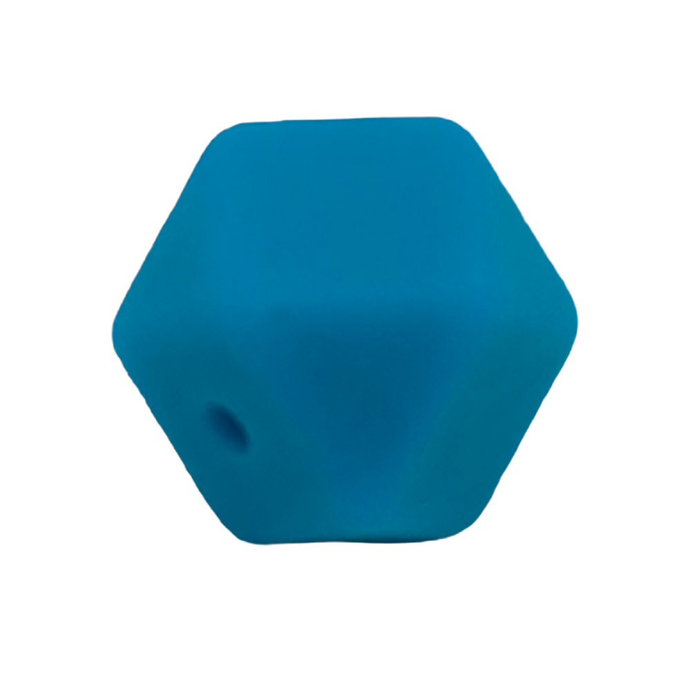 14mm Silikon Hexagonperle Türkis