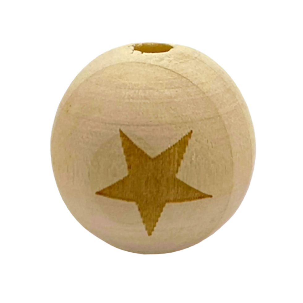 20mm Motiv-Holzkugelperle Stern