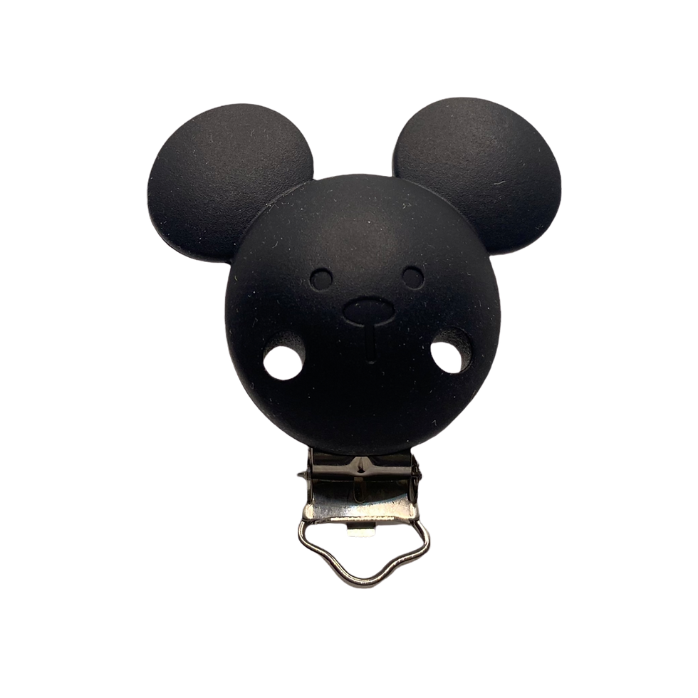 Silikon Schnullerkettenclip Maus Schwarz