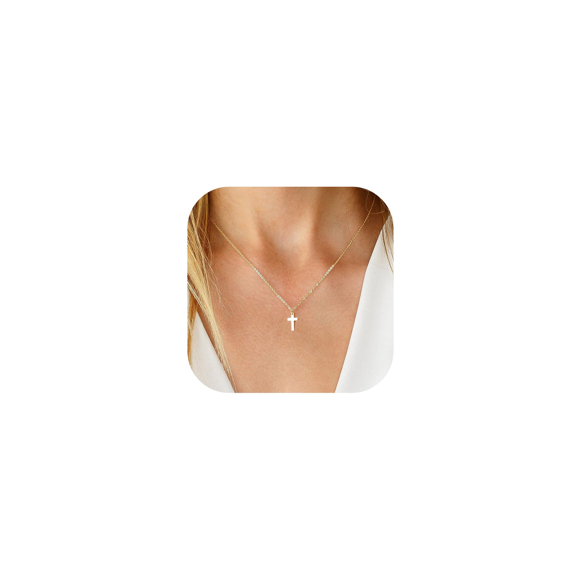 GIFT4U Gold Necklace for Women - Cross Necklace for Women 18K Gold Plated Cross