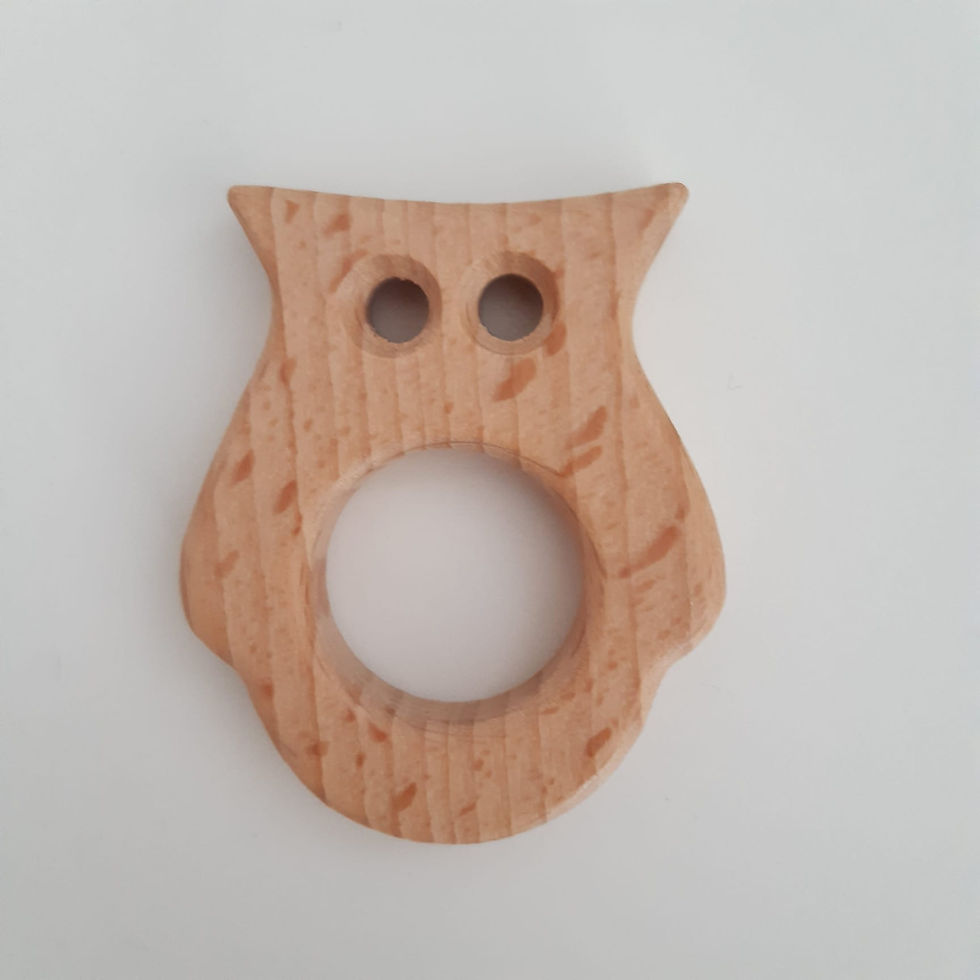 Miniatura: massaggiagengive in legno naturale per neonati, forma gufo