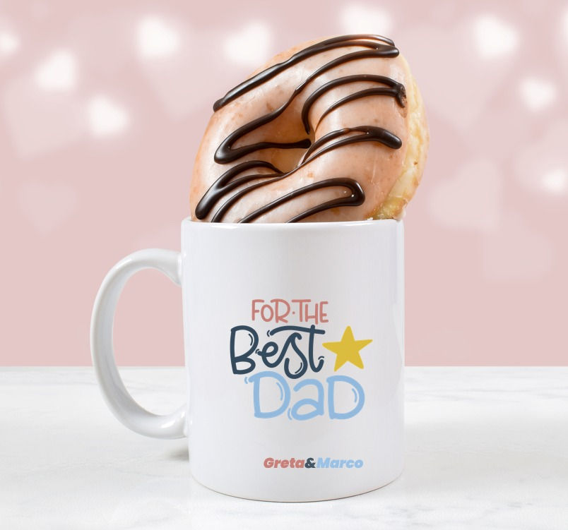 Miniatura: Tazza personalizzata con stampa per la festa del papà, con la scritta best dad ever. Stampa nome papà e bimbo o bimba