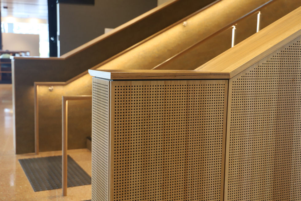 architectural acoustic timber panels used on walls and ceilings in an education environment in Australia. 