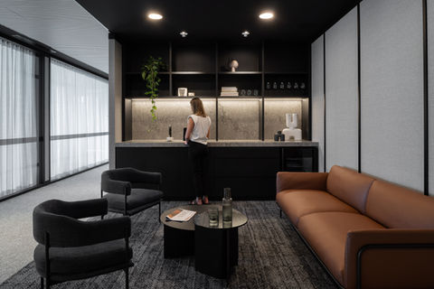 architectural acoustic timber panels used on walls and ceilings in an office environment in Australia. 