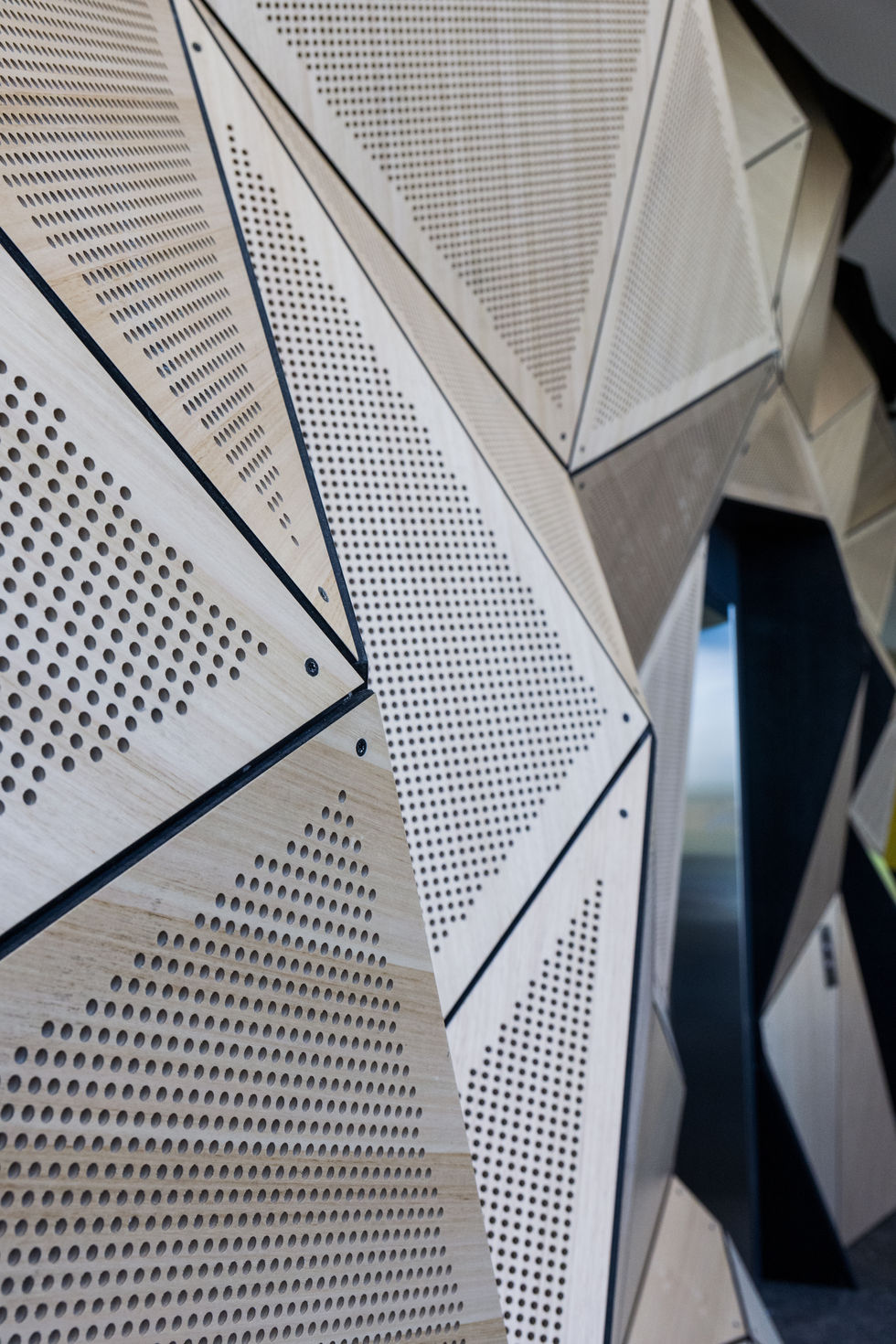 architectural acoustic timber panels used on walls and ceilings in an education environment in Australia. 
