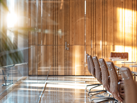 Calm interior with timber wall lining creating a warm, refined architectural backdrop
