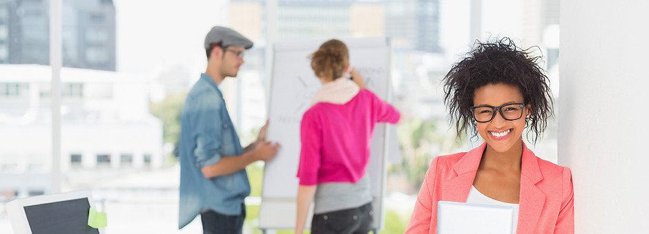 Cheerful marketing people brainstorming