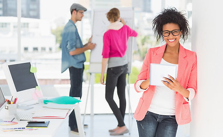 Cheerful marketing people brainstorming