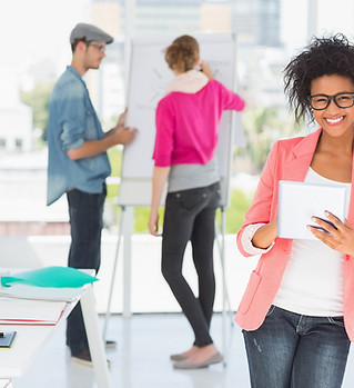 Cheerful marketing people brainstorming
