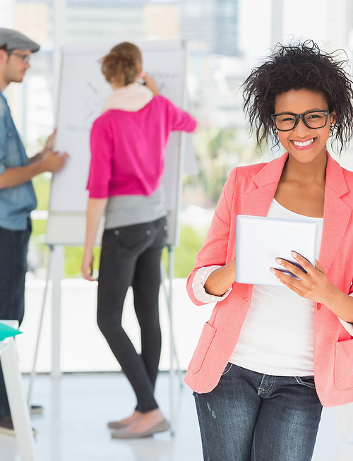 Cheerful marketing people brainstorming