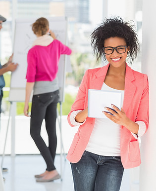 Cheerful marketing people brainstorming