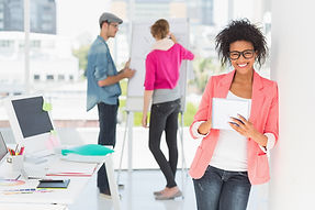 Cheerful marketing people brainstorming