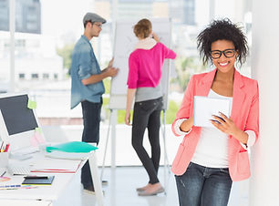 Cheerful marketing people brainstorming
