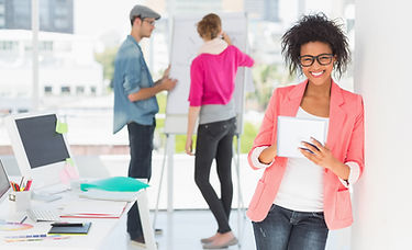 Cheerful marketing people brainstorming