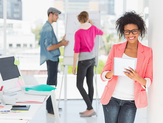 Cheerful marketing people brainstorming