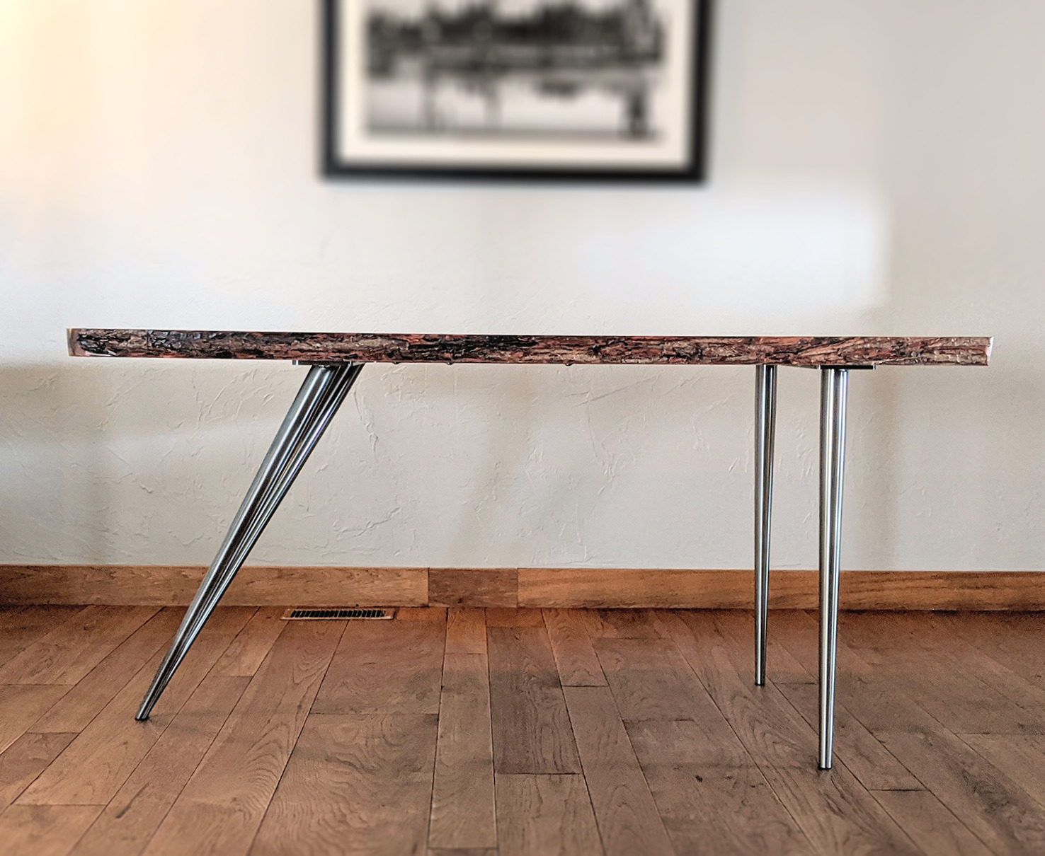 Love From Afar, wooden top, side view