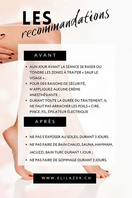 recommandations de l'épilation au laser